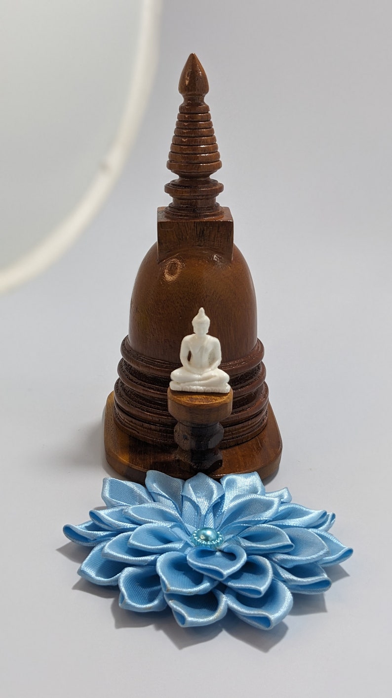 Samadhi Buddha Statue Desk Decor Wood Carving Stupa Gautama Buddhist