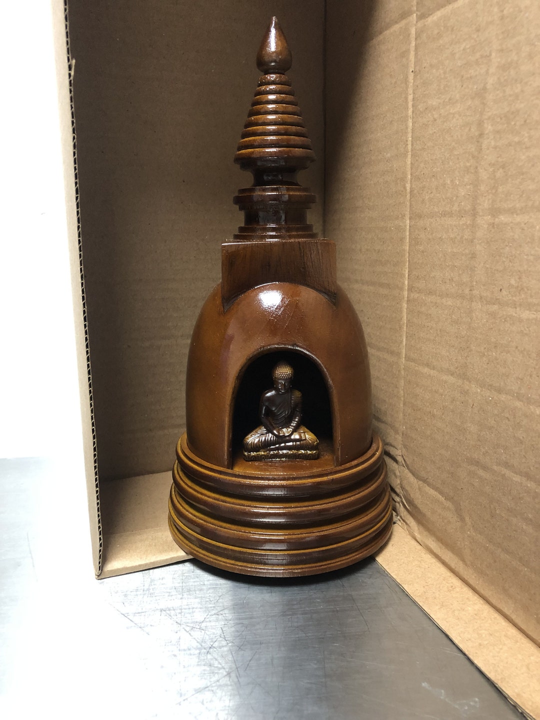 Gold Color Buddha Statue Wood Home Decor Wall Art Buddhist Etsy