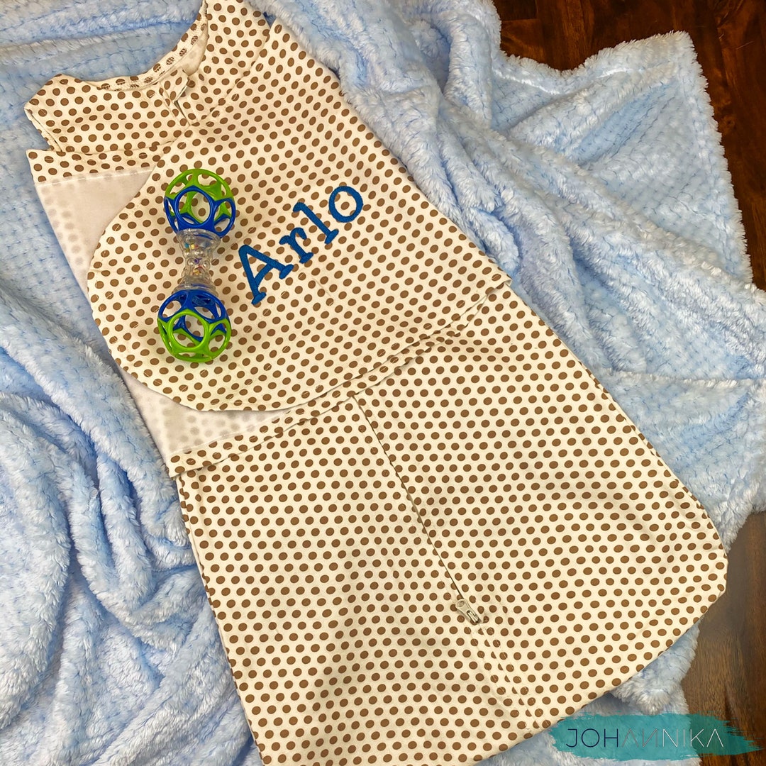Personalized Baby Boy Swaddle, Cotton Swaddle Sack, Baby Boy Velcro Sleep Sack, Monogram