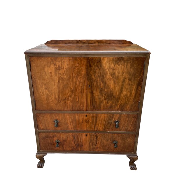 Art Deco period Walnut cupboard chest of drawers. Free Delivery