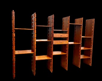 Mid century modular shelving unit manner of Gianfranco Frattini