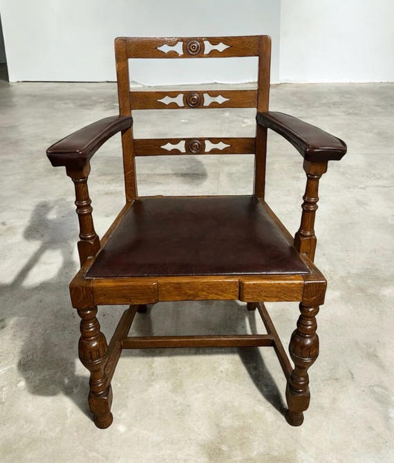 Antique Oak Barristers office chair. Free delivery