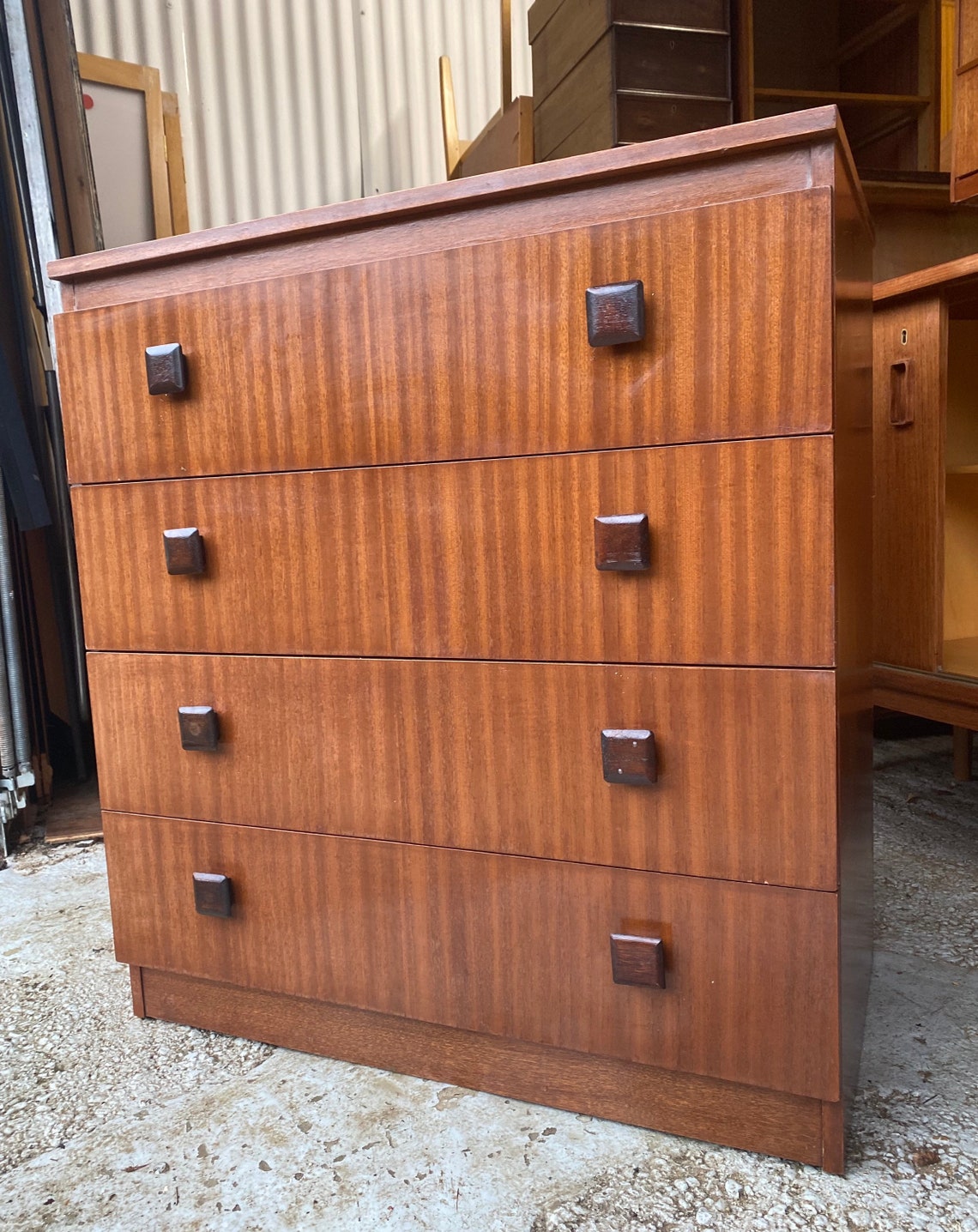 Mid century Teak chest of drawers by Remploy with raised Etsy