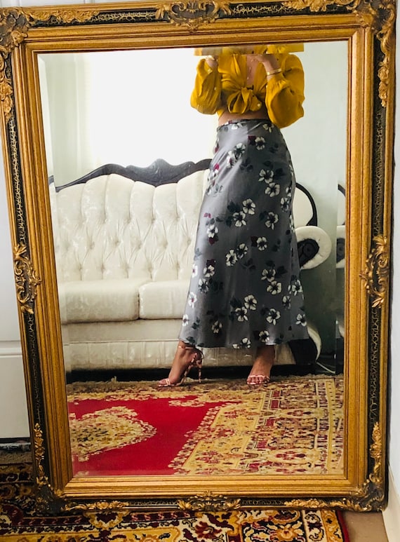 Vintage floral satin skirt