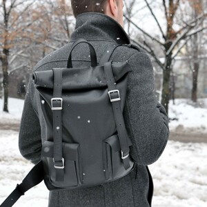 men's rugged leather backpack
