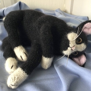 Pre-order Handknitted Black and White Kitten Cat - Alpaca, Mohair and Silk | Present for Children | Gift Aiding Wildlife Conservation