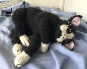 Handknitted Black and White Kitten Cat | Present for Children | Gift Aiding Wildlife Conservation
