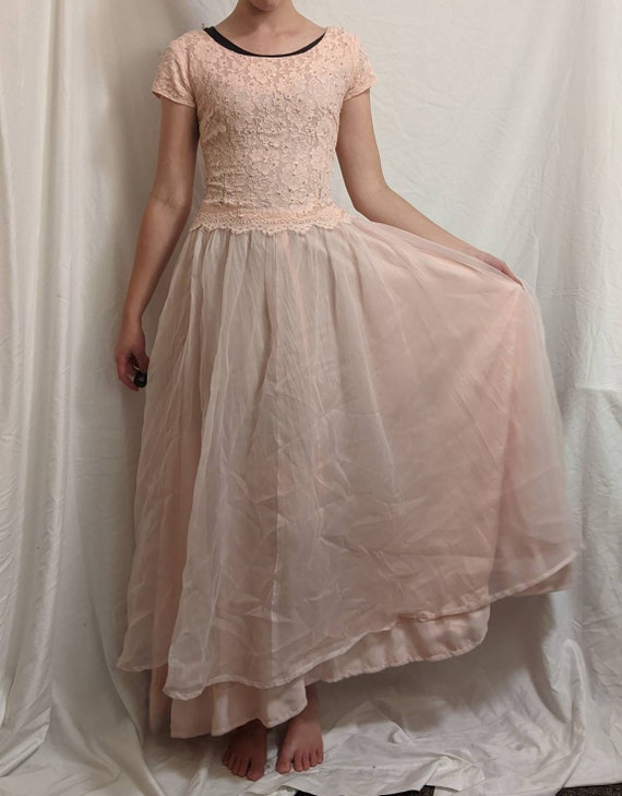 Vintage 40s/50s pink beaded formal gown