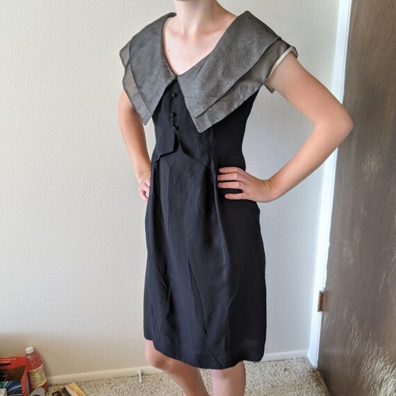 Vintage 1940s or 1950s handmade black sheath dress