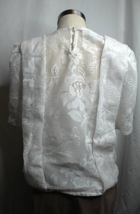 Vintage 80s/90s Reworked White Lace Pleated Top - image 5