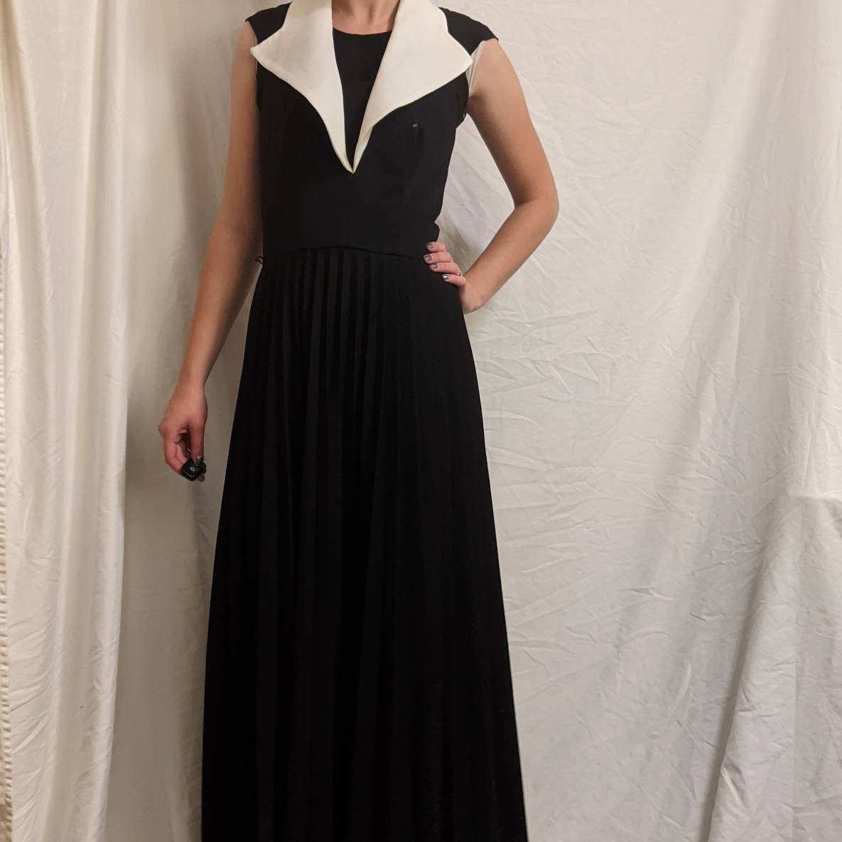 pleated halter maxi dress