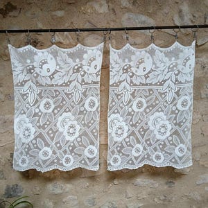 Vintage French Filet Lace Curtains - Etsy