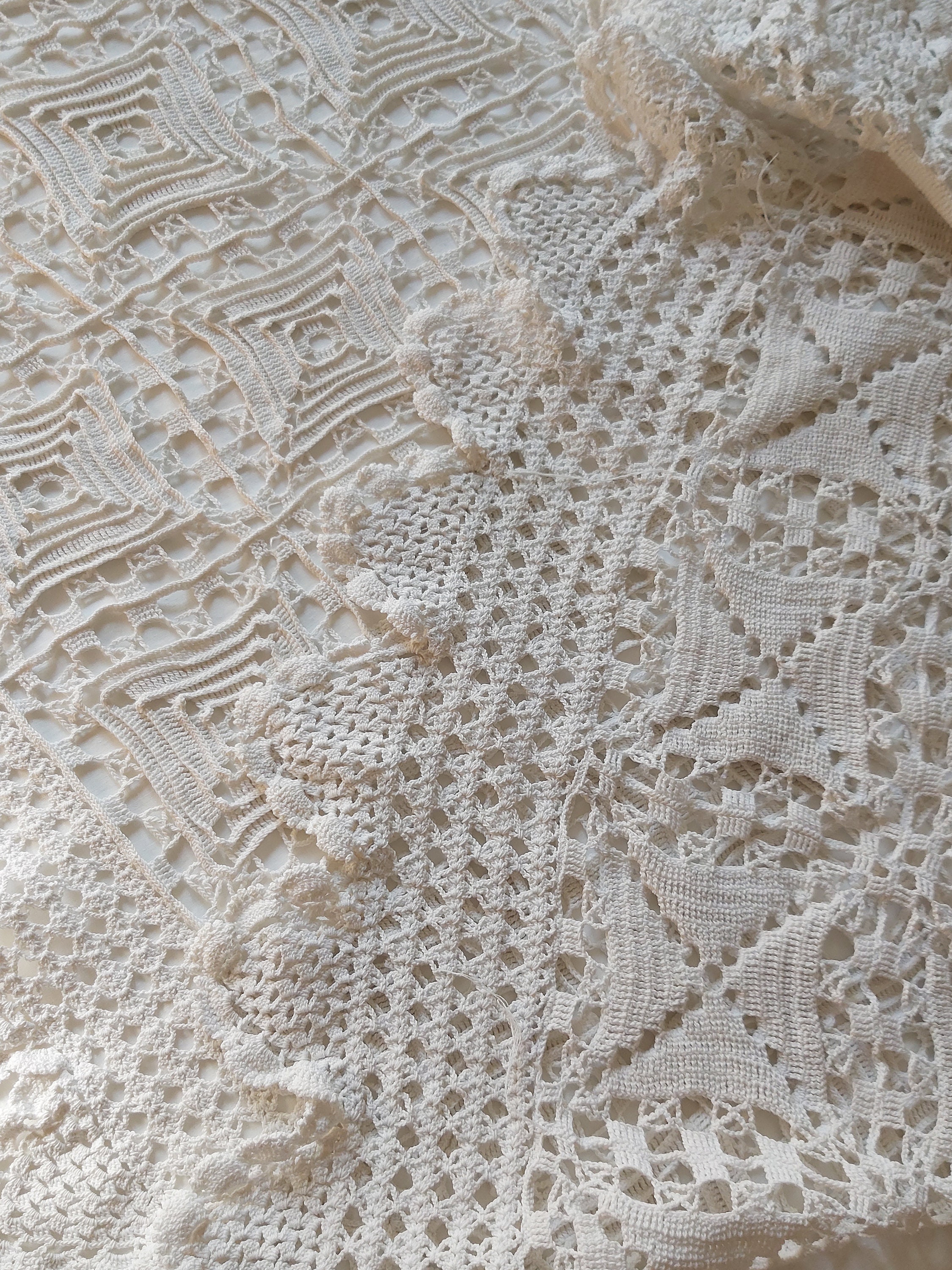 A Vintage French Bedspread in Fine Hand Crocheted Lace With a Etsy