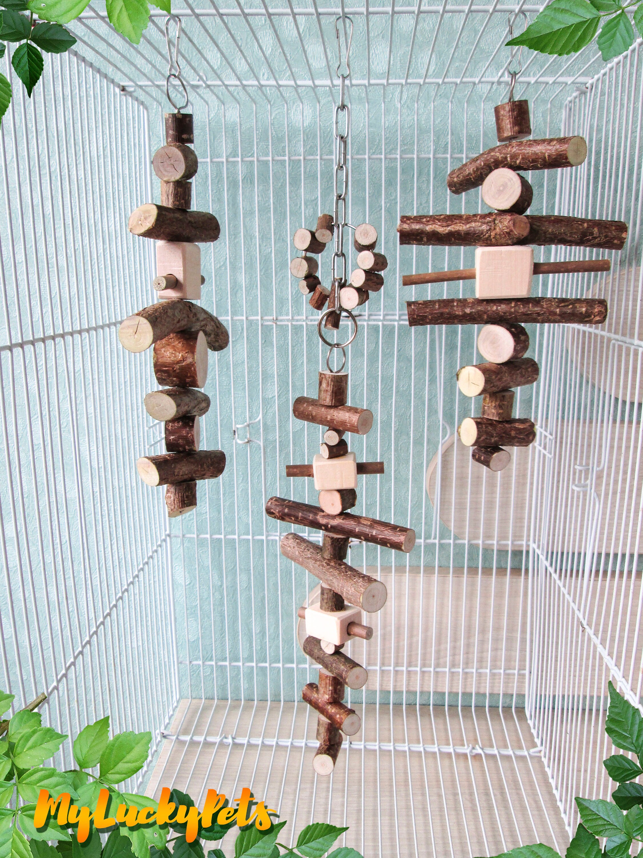 Chinchilla toys. A set of 3 chew toys for parrots and small Etsy