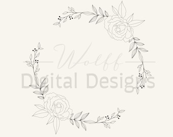 Corona floral SVG / Flor Corona SVG / Laurel Corona SVG / Clipart botánico / Imágenes prediseñadas de vegetación