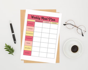 Meal Planner Printable | Food Journal | Wochenplan