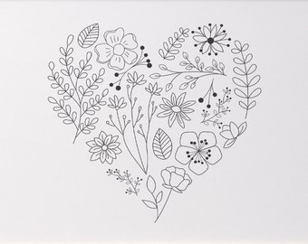 Flower Heart SVG / Cute Love Clipart / Flower Line Art