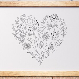 Flower Heart SVG | Leuke Liefde Clipart | Flower Line Art