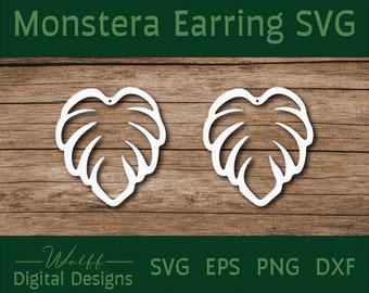 Orecchino SVG / Monstera Earring Template / Orecchino in pelle SVG