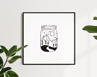 Mason Jar SVG / Mason Jar PNG / Outdoor Scene svg / Popular SVG archivos para Cricut