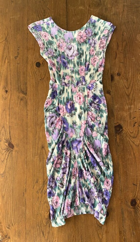 Vintage 80s Rayon Crepe Crinkled Floral Print Ruch