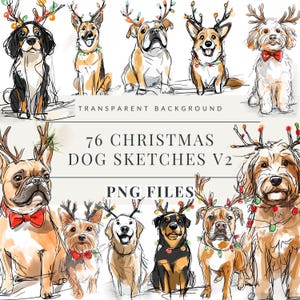 Dog Clipart Bundle VERSON 2, Christmas Dog Puppy Clipart, Watercolor Dogs, Cute Dog Breed Illustration, Festive Pets Clipart DIY