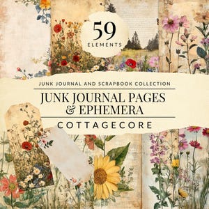 Junk Journal Kit, Cottagecore, Cottage Garden, Printable Floral Journal Pages, Ephemera, Digital Download, Distressed Paper, Scrapbook