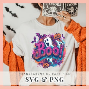 Boo SVG, Halloween SVG, Ghost SVG, Spooky Svg, Pumpkin Svg, Retro Halloween,Bat Svg, Png, Svg File for Cricut, Sublimation Designs Downloads