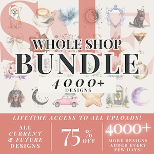Lot de cliparts pour toute la boutique, accès illimité à vie, lot de cliparts à usage commercial, clipart aquarelle, plus de 3 000 modèles