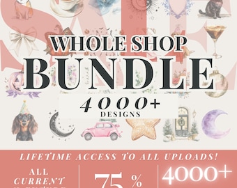 Whole Shop Clipart Bundle, Unlimited Lifetime Access, Commercial Use Clipart Bundle, Watercolor Clipart, 3000+ Designs