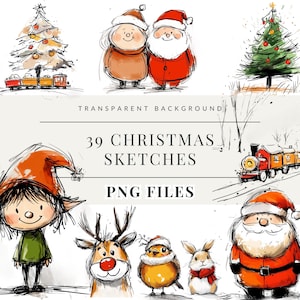 Christmas Clipart Bundle, Whimsical Santa Clipart, Watercolor Festive Illustration, Rudolph Festive Pets Clipart DIY, Commercial Use