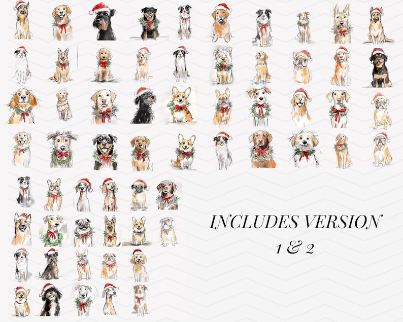 Dog Clipart Bundle VERSON 1 & 2, Christmas Dog Puppy Clipart ...