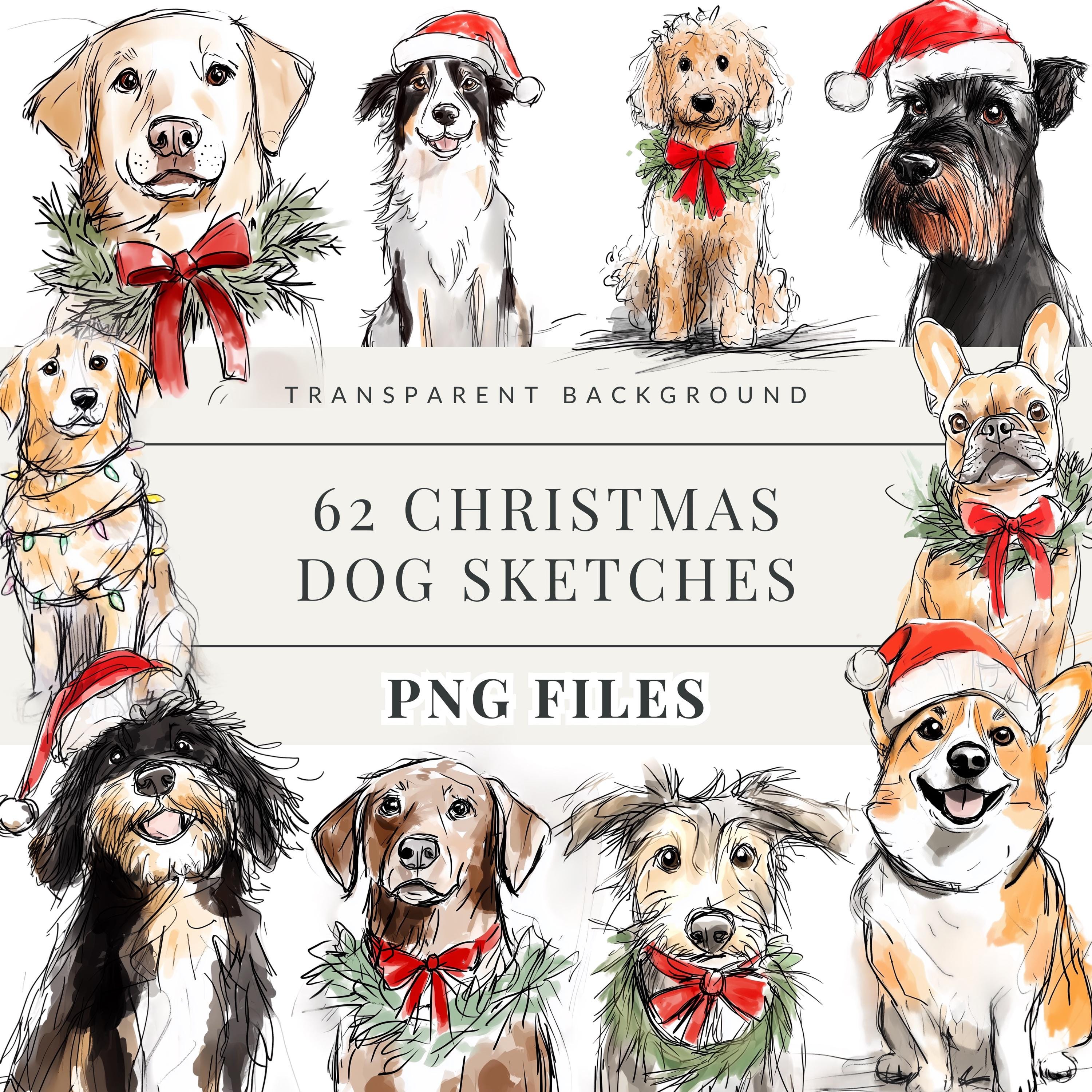 Dog Clipart Bundle, Christmas Dog Puppy Clipart, Watercolor Dogs, Cute ...