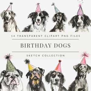 Hund Clipart Bundle, Geburtstag Hund Welpe Clipart, Aquarell Hunde, süße Hunderasse Illustration, Haustiere Clipart DIY, kommerzielle Nutzung