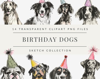Dog Clipart Bundle, Birthday Dog Puppy Clipart, Watercolor Dogs, Cute Dog Breed Illustration, Pets Clipart DIY, Commercial Use