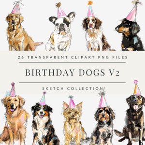 Dog Clipart Bundle, Birthday Dog Puppy Clipart, Watercolor Dogs, Cute Dog Breed Illustration, Pets Clipart DIY, Commercial Use