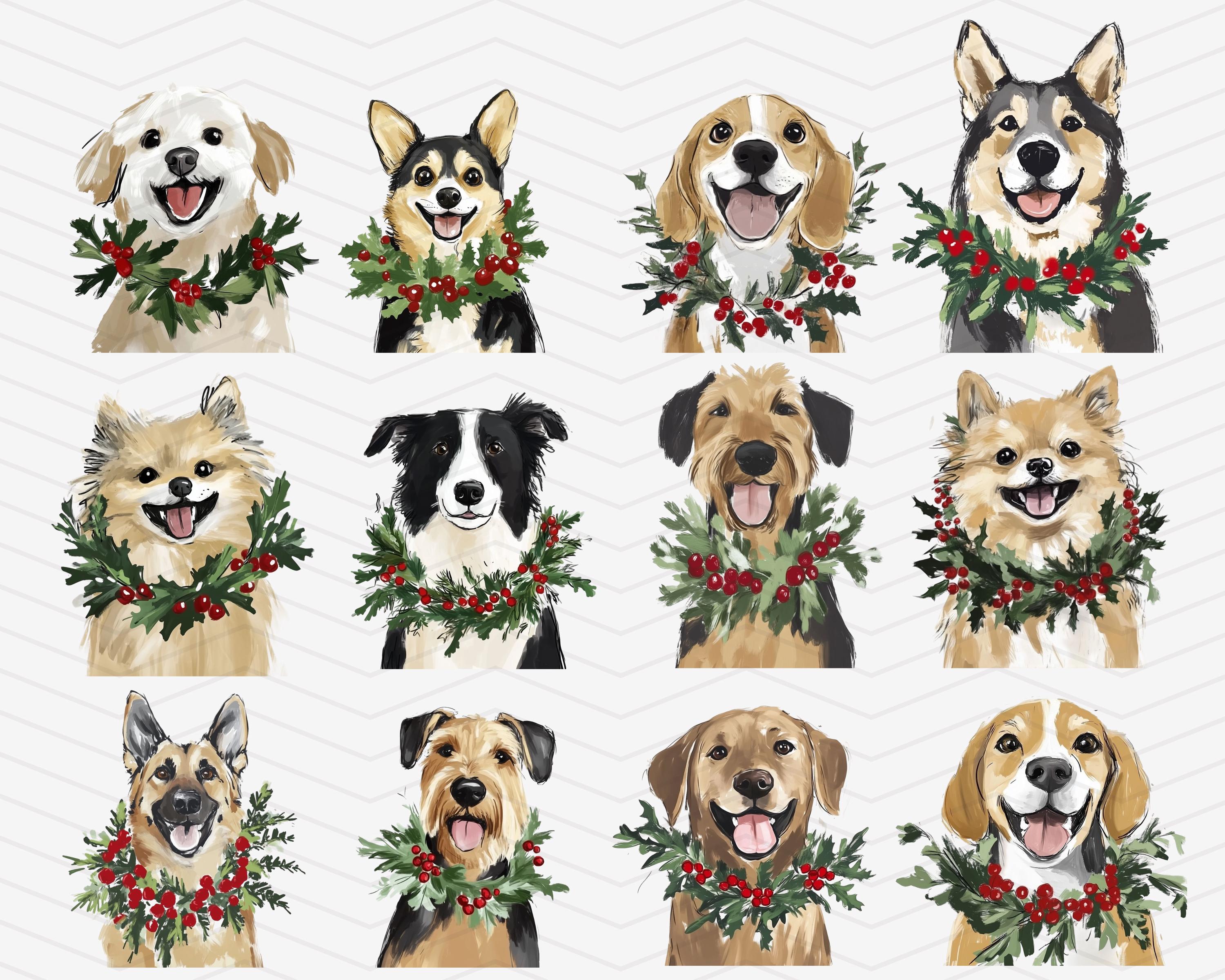 Dog Clipart Bundle, Christmas Dog Puppy Clipart, Watercolor Dogs, Cute ...
