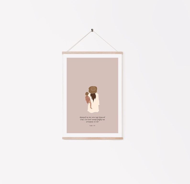 Bible Verse Print Luke 1:45 Bible Verse Wall Art A4 Scripture Art A5