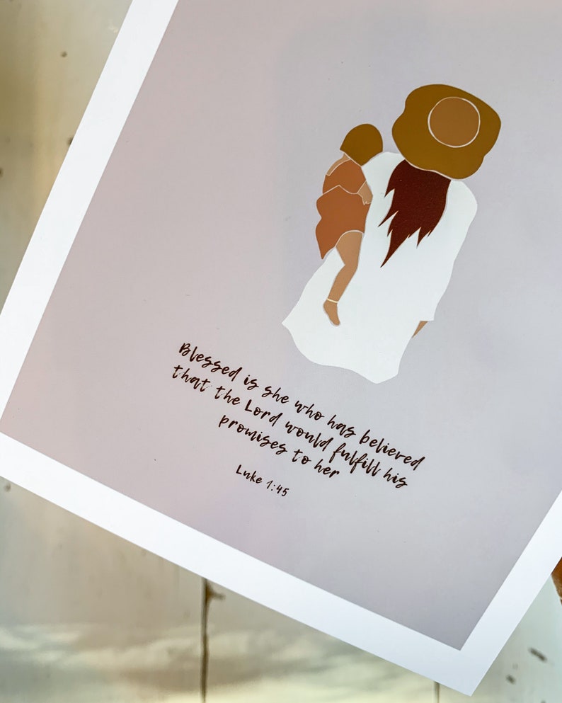 Bible Verse Print Luke 1:45 Bible Verse Wall Art A4 Scripture Art A5