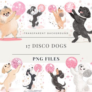 Hund Clipart Bundle, Disco Geburtstag Hund Welpe Clipart, Aquarell Hunde, Süßer Hund Illustration, Haustiere Clipart DIY, Hund Kunstwerk, kommerzielle Nutzung