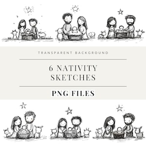 Nativity Clipart Bundle, Whimsical Nativity Scene Clipart, Watercolor Festive Illustration, Christian Festive Clipart DIY, Commercial Use