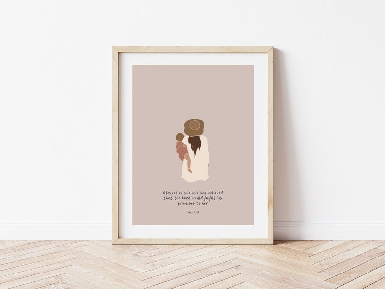 Bible Verse Print Luke 1:45 Bible Verse Wall Art A4 Scripture Art A5