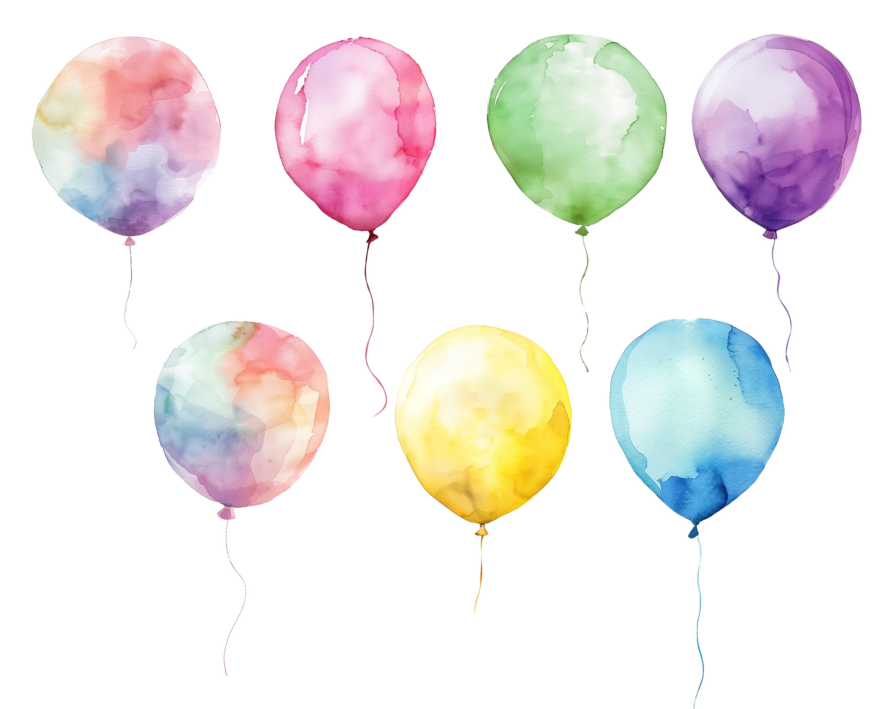 Watercolor Balloons Clipart Bundle Watercolor Bunting Clipart Birthday ...