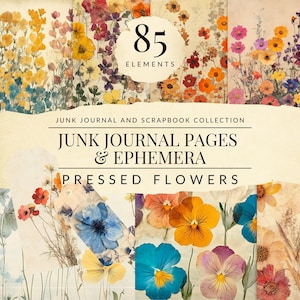 Flowers Junk Journal Printable Pages,Floral Junk Journal Kit, Botanical Junk Journal Paper, Digital Collage Sheet, Floral Ephemera Scrapbook