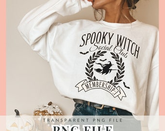 Spooky Witch Social Club Png, Coquette Halloween Png, Halloween png, Retro Halloween png, Spooky Season Png, Witch Png, Sublimation Designs