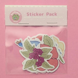 Tropical Puerto Rico Flowers Vinyl Sticker pack of 6