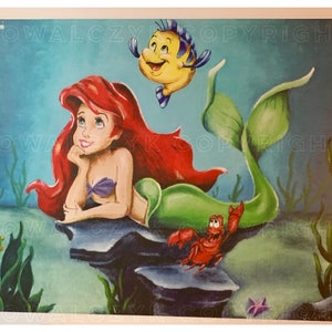 Little Mermaid Hand-Painted Print