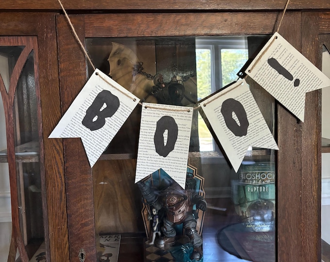 Boo Halloween Banner, Minimalist Spooky Decor, Neutral Fall Garland