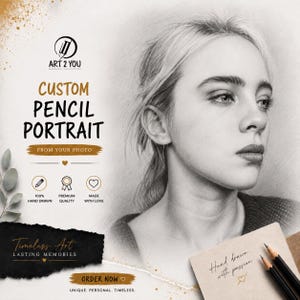 Retrato personalizado a carvão a partir de foto | Arte de parede em grafite desenhada à mão