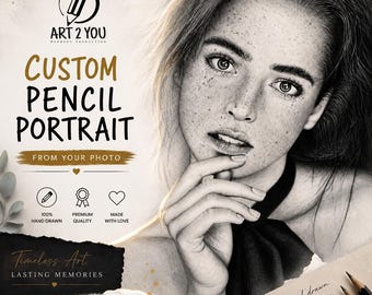 Retrato personalizado a lápiz dibujado a mano a partir de una foto: Pareja, Familia, Boda, Mamá, Regalo para ella